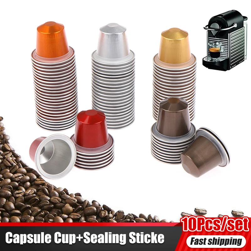 

20Pcs/set Reusable Nespresso Coffee Capsules Disposable Nespresso Pods Empty Aluminum Foil Coffee Capsule With Lids Coffeeware