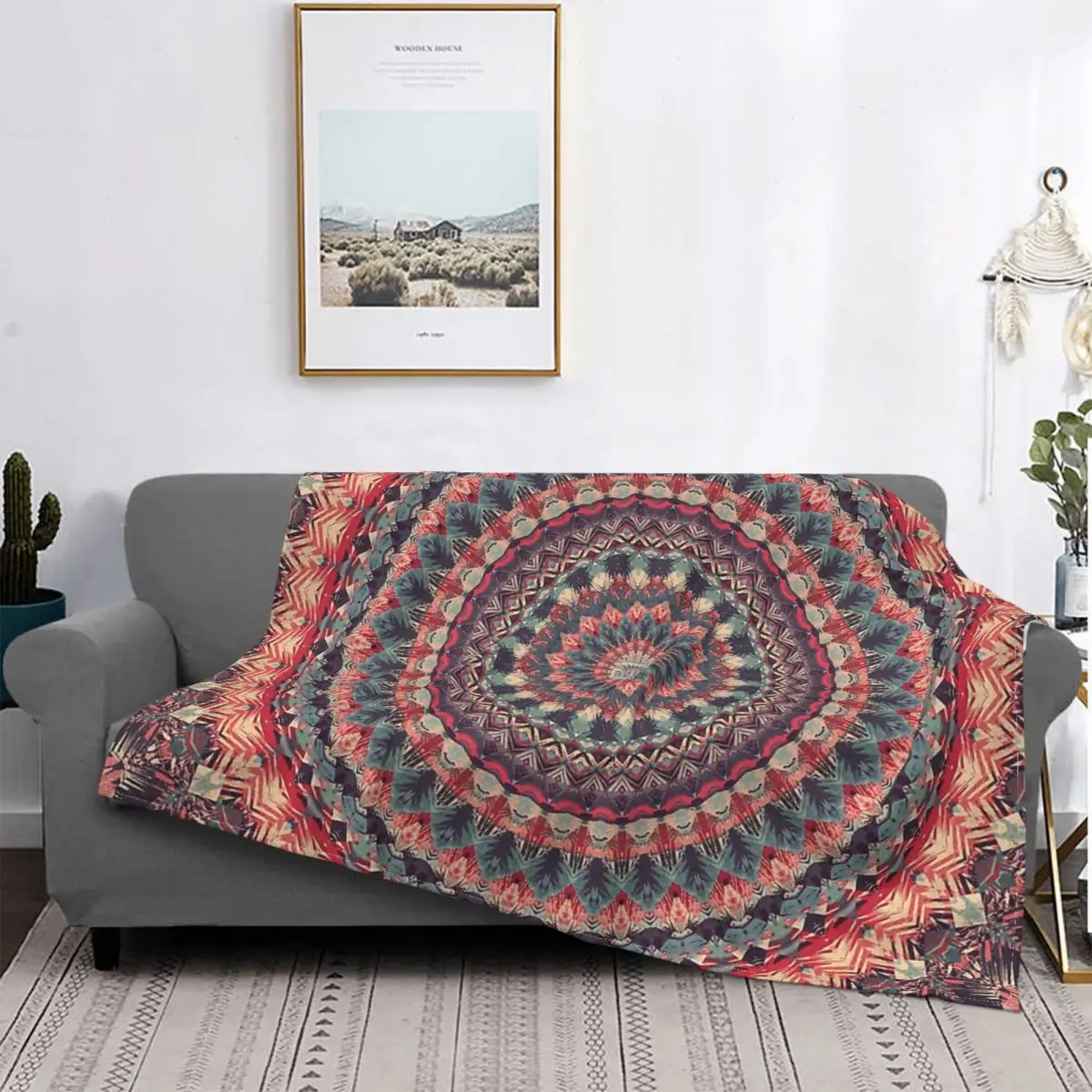 

Традиционное фланелевое одеяло с мандалой, удобное мягкое флисовое покрывало