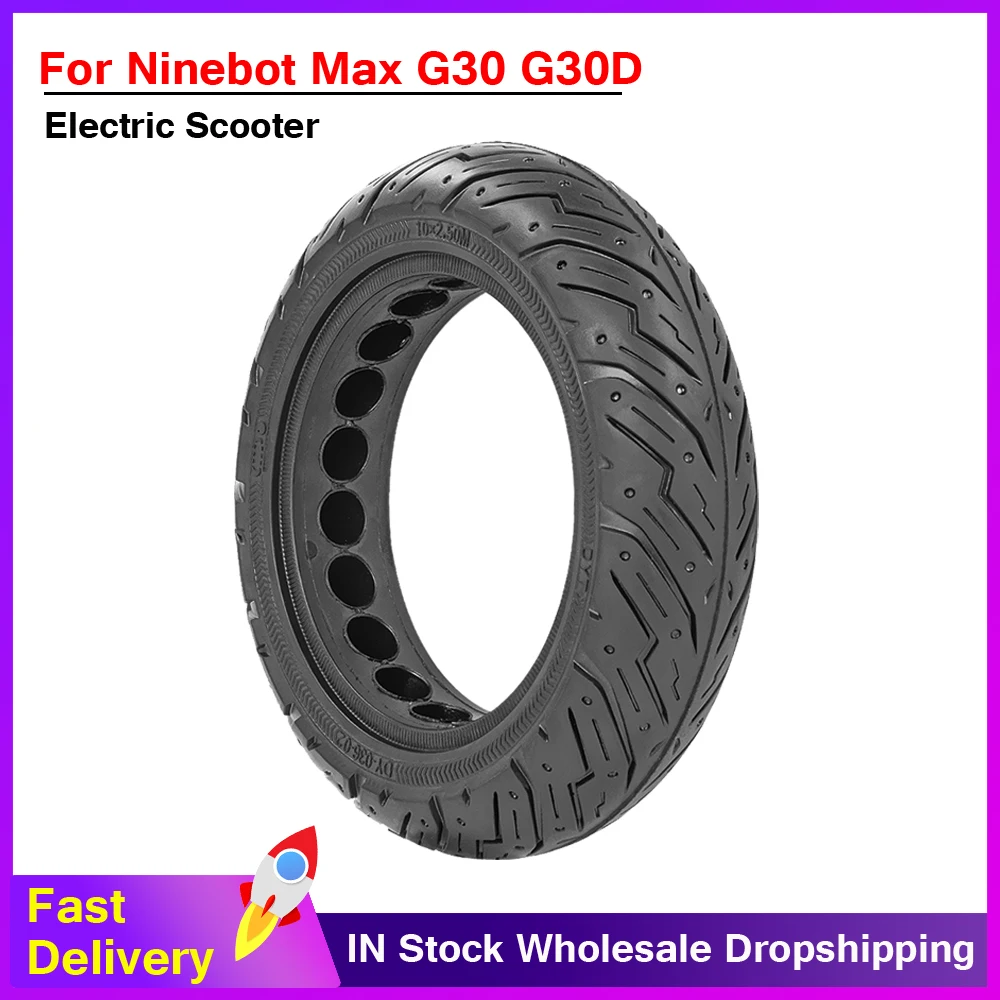 

10Inch 10x2.50 Honeycomb Solid Tire for Segway Ninebot Max G30 Electric Scooter Front Rear Non-Pneumatic Tubeless Tires Parts