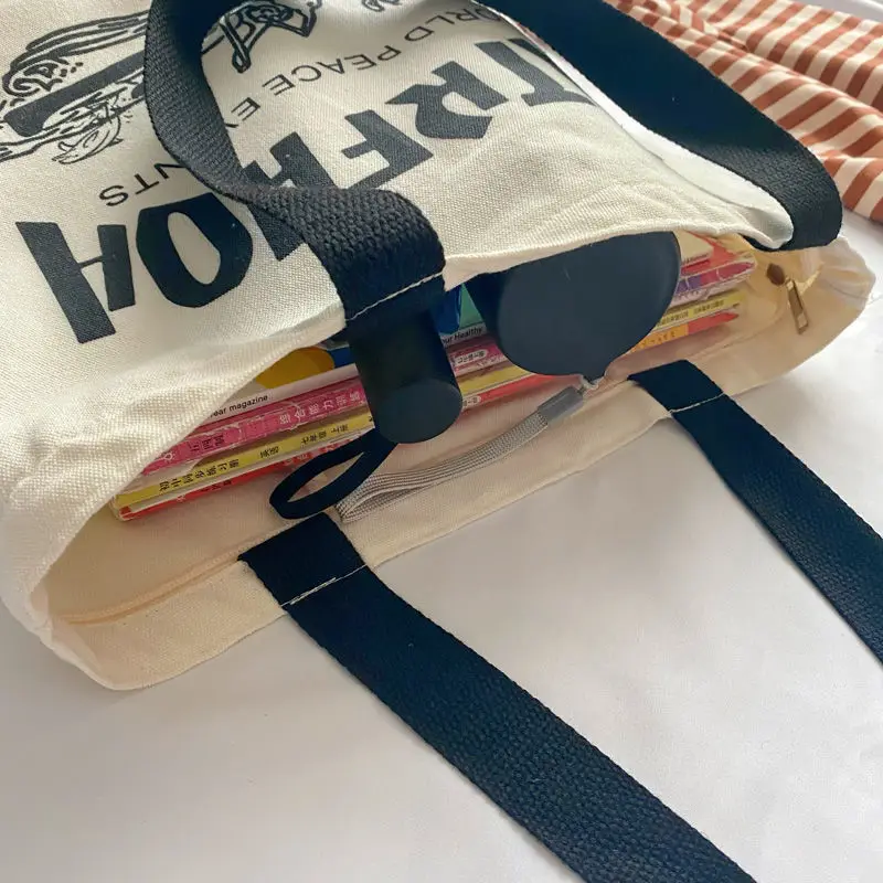 Женская Холщовая Сумка-тоут в стиле Харадзюку повседневная вместительная