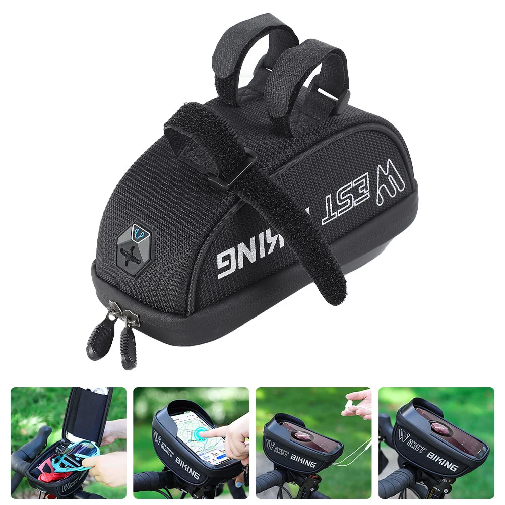 

1pc Mountain Bike Cellphone Holder Waterproof Bag Bicycles Phone Mount (Black)