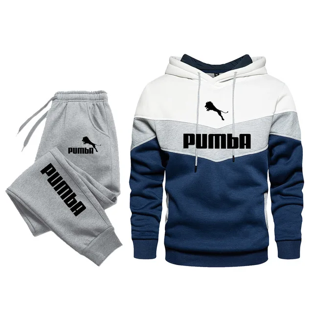 

Men's Tracksuits Two Piece Sets Color Stitching Hoodie and Pants Fshion Casual Sportswear New Men's Jogging Suit