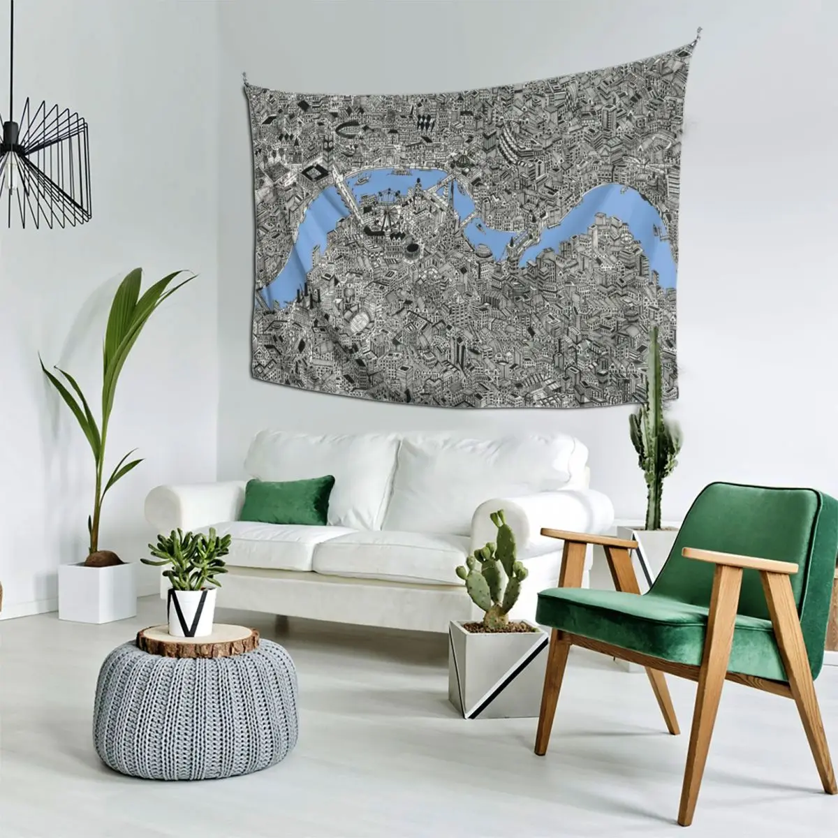 Лондонская карта Река Теис Гобелен Настенные украшения Настенный