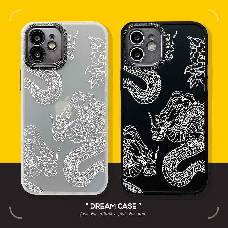 

Chinese Style Fashion Dragon Animal Phone Case for Apple IPhone 13 12 Pro Max 7 8 Plus X XS XR 11 SE Protection Silicon Cover