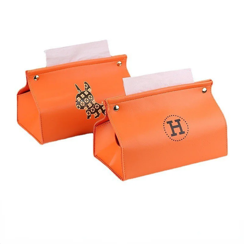 

PU Leather MultipurposeTissue Box H Letter Light Luxury HighEnd Tissue Box Living Room Desktop Coffee Table Household Paper Box