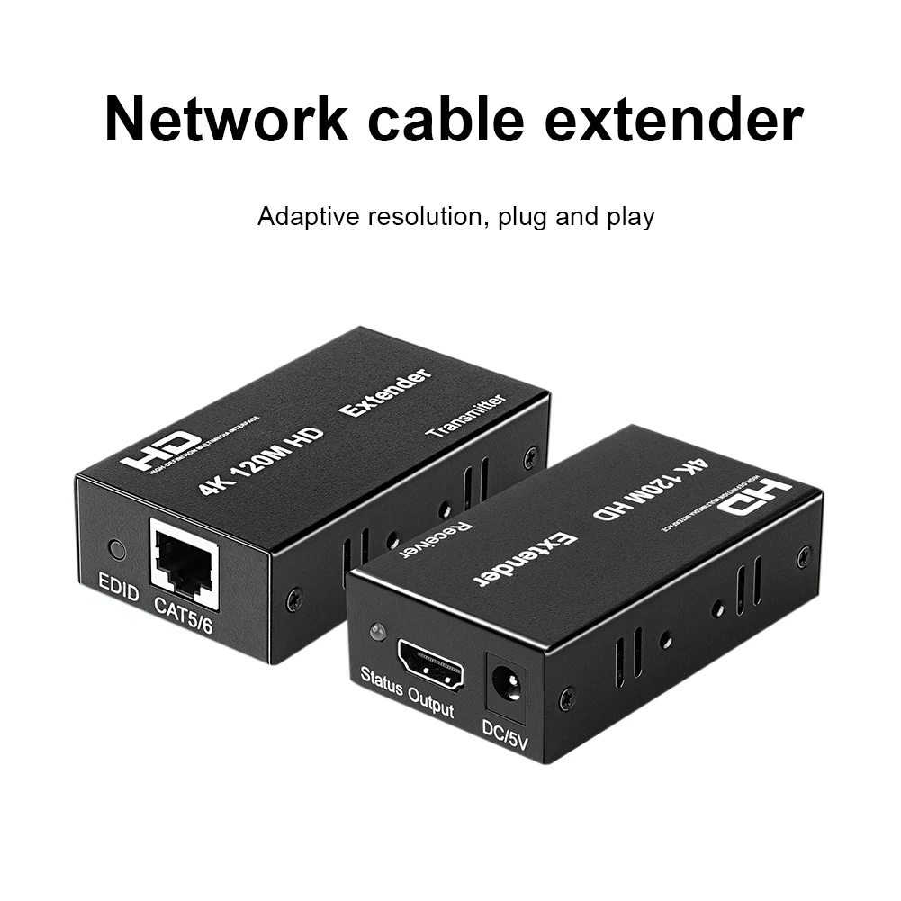 

Кабель-удлинитель HDMI совместимый с RJ45, 10,2 Гбит/с, 4K, 120 м