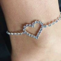 foot chain anklet anklet diamante sparkly heart love heart ankle bracelet