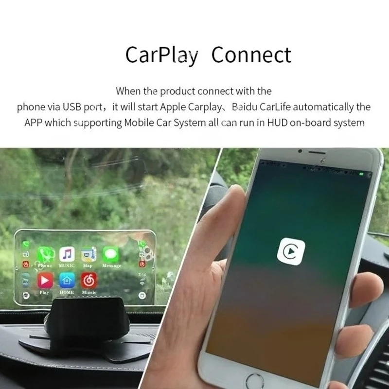 Фото Многофункциональный умный HUD-дисплей для Apple CarPlay с поддержкой навигации №3