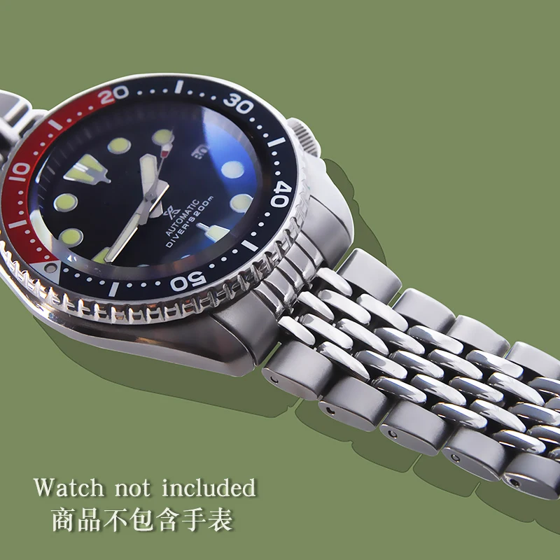 Bracelet de montre automatique pour plongée sous-marine  en acier inoxydable  perles de riz en