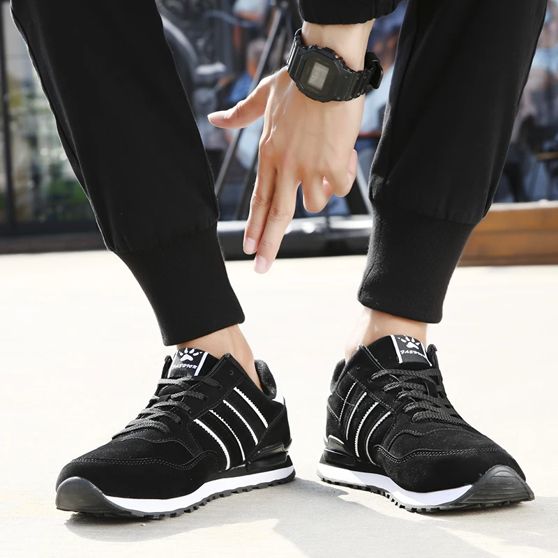 JIEMIAO Men Running Shoes Light Breathable Suede Leather Sneakers Male Outdoor Comfortable Athletic Training Footwear