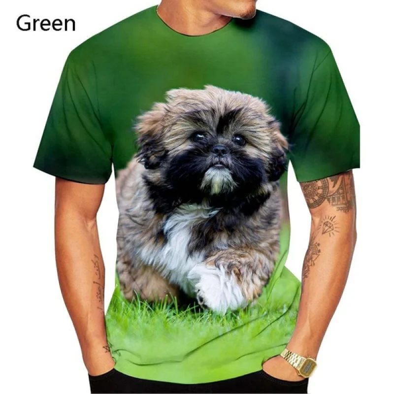 Новинка 2022 модная забавная РУБАШКА УНИСЕКС с 3D принтом Shih Tzu Dog коротким рукавом