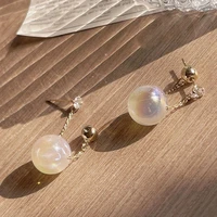 li silver jewelry color pearl shiny earrings temperament versatile korean style mermaid ji earrings women
