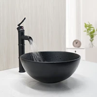 us warehouse ceramic sink with matte black faucet set bathtub basin mixer water tap combo kit sink faucet