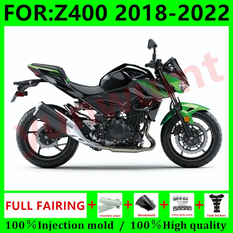 

Новый комплект обтекателей для мотоциклов ABS Z400 Z 400 2018 2019 2020 2021 2022, комплект обтекателей для кузова зеленого и черного цвета