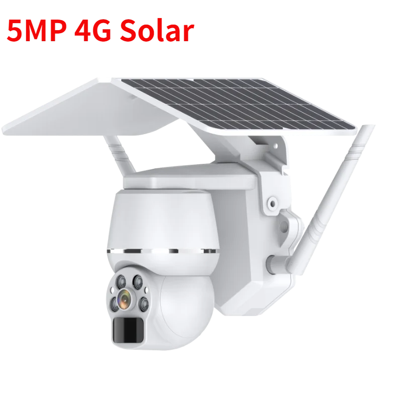 

5MP 4G PTZ Camera with Solar Panel , P2P Cloud Storage Battery Solar Indoor Outdoor Color IR Vision Surveillance Two Way Audio