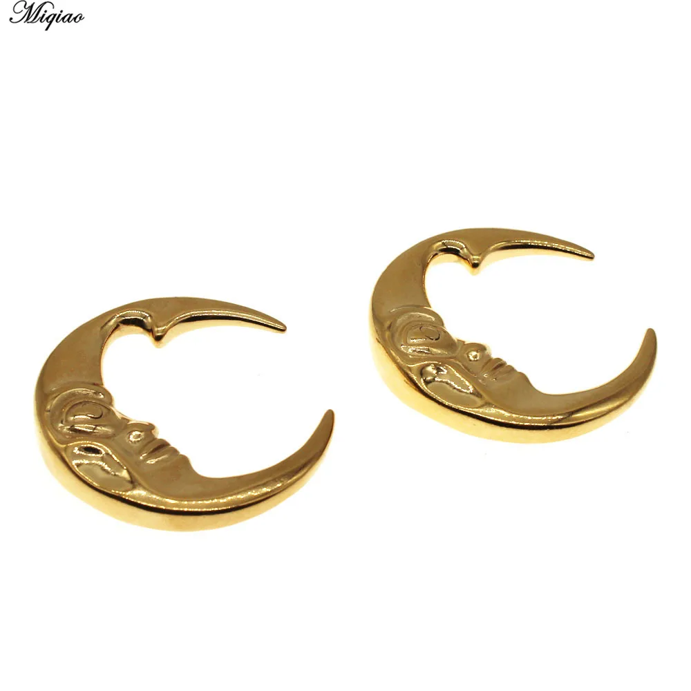 

Miqiao 1 Pair Fashion Moon Face Earring Ear Stretcher Piercing Ear Gauge Expander Plugs Body Jewelry Ear Weight
