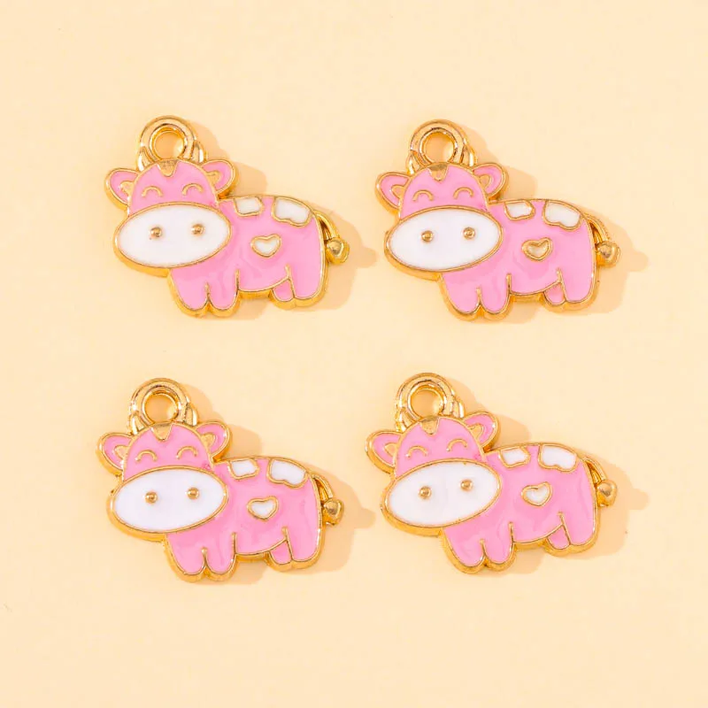 20 шт. милый мультяшный эмалированный розовый молочный корова животное