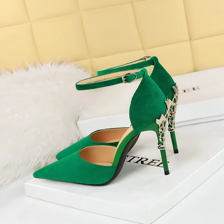 

BIGTREE Shoes New Design Suede Women Pumps Metal Heel High Heels Sexy Luxury Party Shoes Stilettos Heels Summer Sandals Women