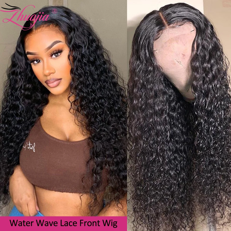 

Water Wave Lace Front Wig 13x6 HD Transparent Lace Front Wig Brazilian Hair Wigs For Women Pre Plucked Curly Human Hair Wig 13x4