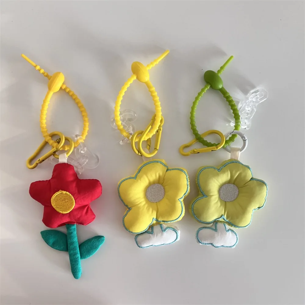 

Lanyard Strap Flower Keychain Charm Fabric filled cotton Dacron Phone Accessories Flower Backpack Ornaments Couples