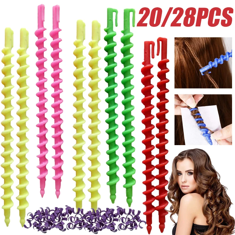 

20/28Pcs Spiral Hair Perm Rod Plastic Long Spiral Rod Barber Hairdressing Styling Curling Hair Rollers Tools for Women Girls