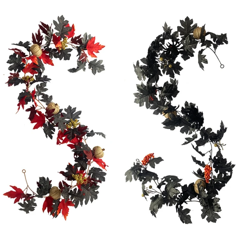 

Artificial Autumn Maple Leaves Garland for Fireplace Door Frame Doorway Decor Fall Halloween for Home Garden Wall drop ship