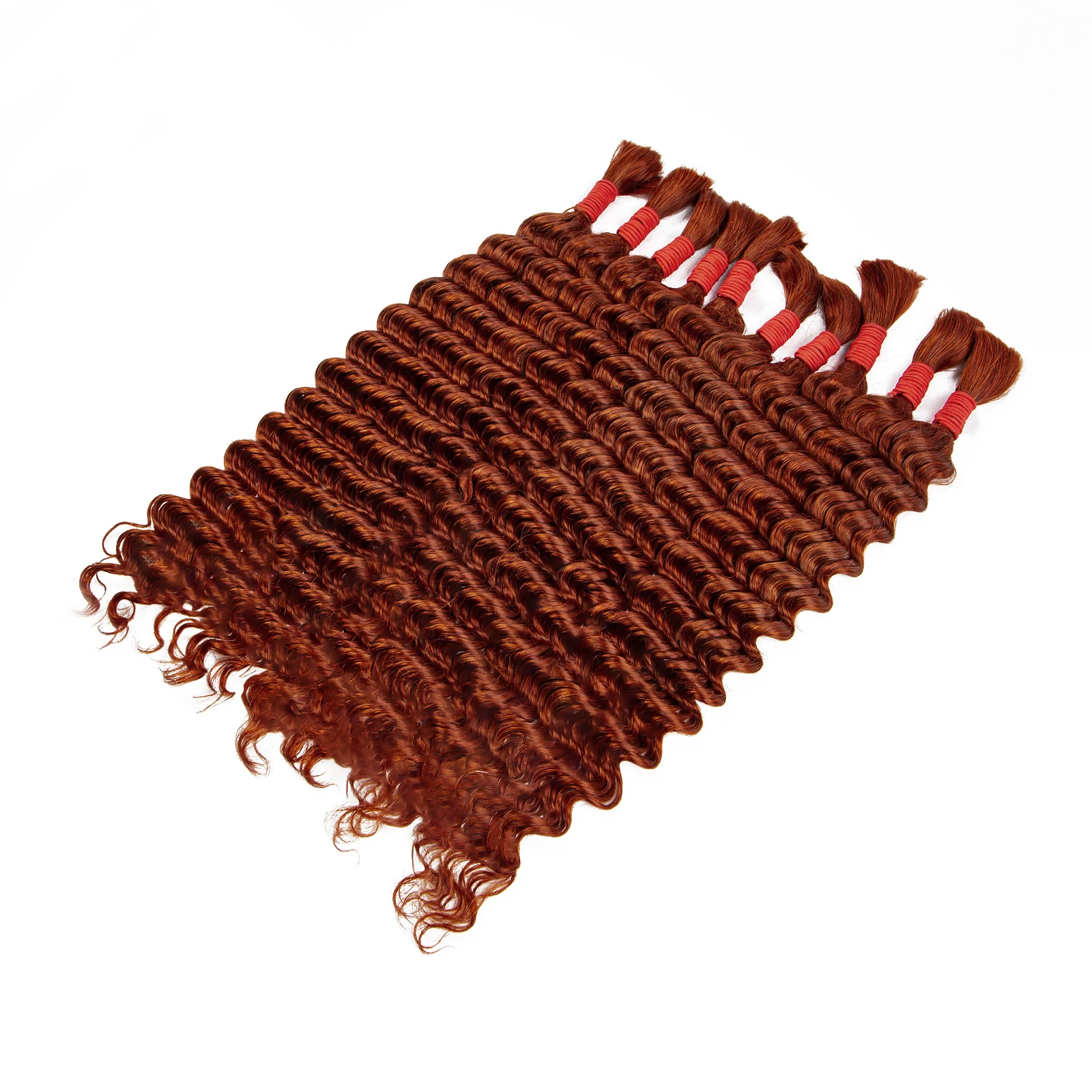 350 # Имбирно-оранжевые человеческие волосы для плетения глубокая волна без утка