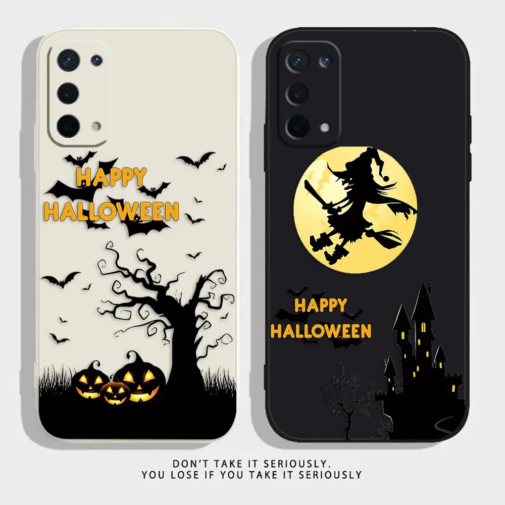 

Happy Halloween Pumpkin Bat Witch Phone Case For OPPO A52 A54 A55 A57 A59 A72 A73 A74 A91 A93 A92S A93S A94 A95 A96 4G 5G Case
