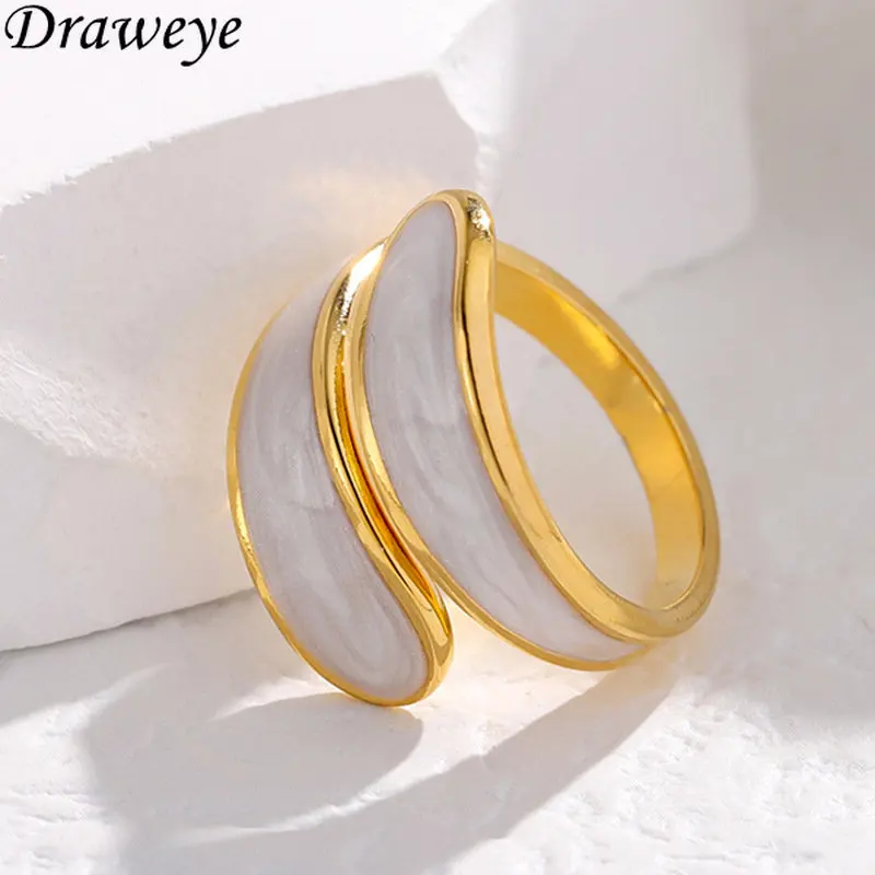 

Draweye Stainless Steel Rings for Women Geometric Simple Forefinger Vintage Jewelry Korean Fashion Glaze Anillos Mujer
