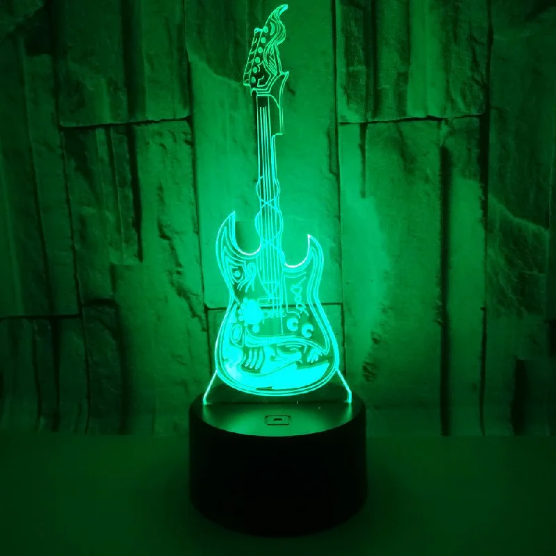 

Color Conversion Guitar LED Lamp Touch Switch Remote Control Changes 16 Colors 3D Acrylic Musical Instruments Guitar Lamp Gift