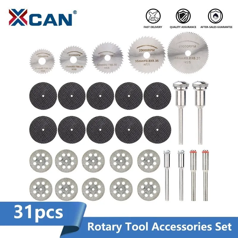 

XCAN 31pcs Circular Saw Blade Set Diamond Cutting Disc Metal Resin Cut Off Wheel for Wood Metal Tile Cutting Tool HSS Saw Blade