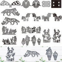 green potted plants cabin metal cutting dies ice cream pizza die cut animal unicorn tiger baby dies 3d holder hole for diy 2022