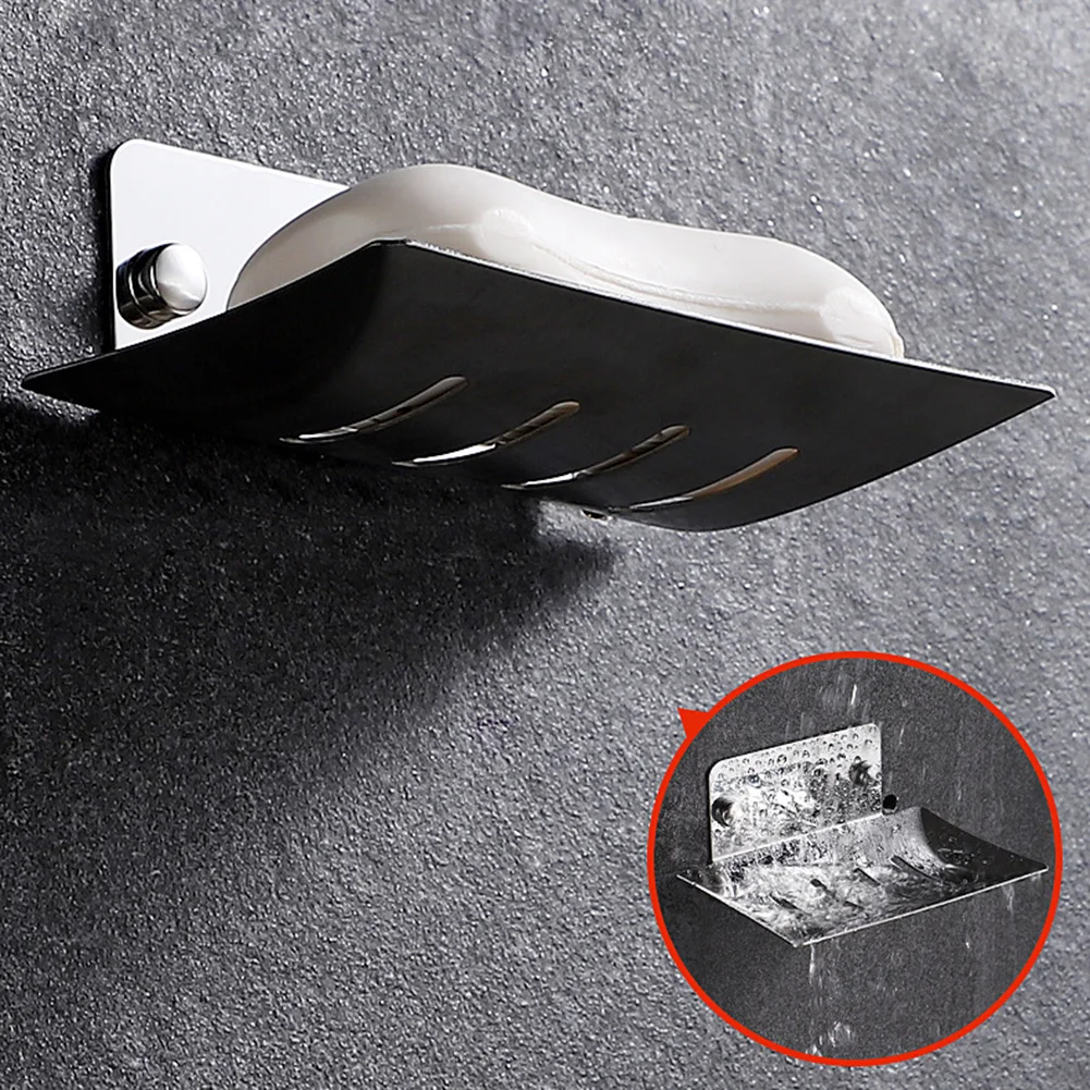 

Thick Stainless Steel Wall Soap Dish Box High Quality Kitchen Sponge Storage Shelf for Bathroom Shower Room Holder Tray 2022