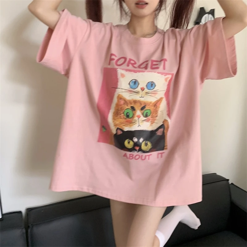 Футболка женская оверсайз с круглым вырезом и коротким рукавом