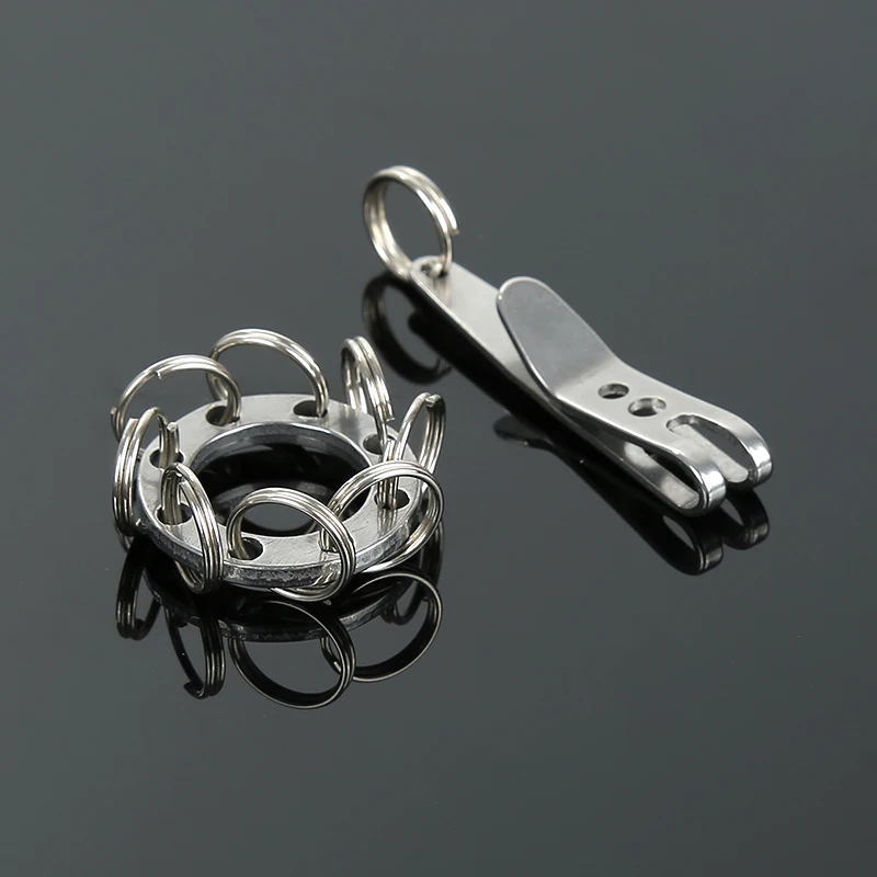 

Camping Stainless Steel Keychain Circular Multi-purpose Lightweight Keychain Ring Money Clip EDC Tools Outdoor Travel Kits TSLM1