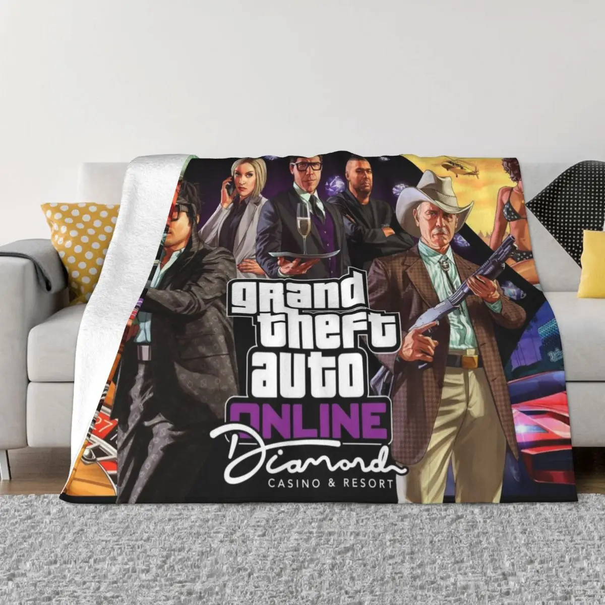 

Sofa Fleece GTA Online Diamond Casino And Resort Throw Blanket Warm Flannel Video Game Grand Theft Auto Blankets for Bed Sofa