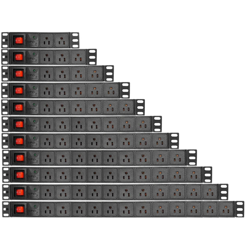 

Сетевой стеллаж распределительный блок питания PDU удлинитель 3500 Вт 2-12 каналов розетка стандарта США переключатель защиты от перенапряжения шнур 3 м