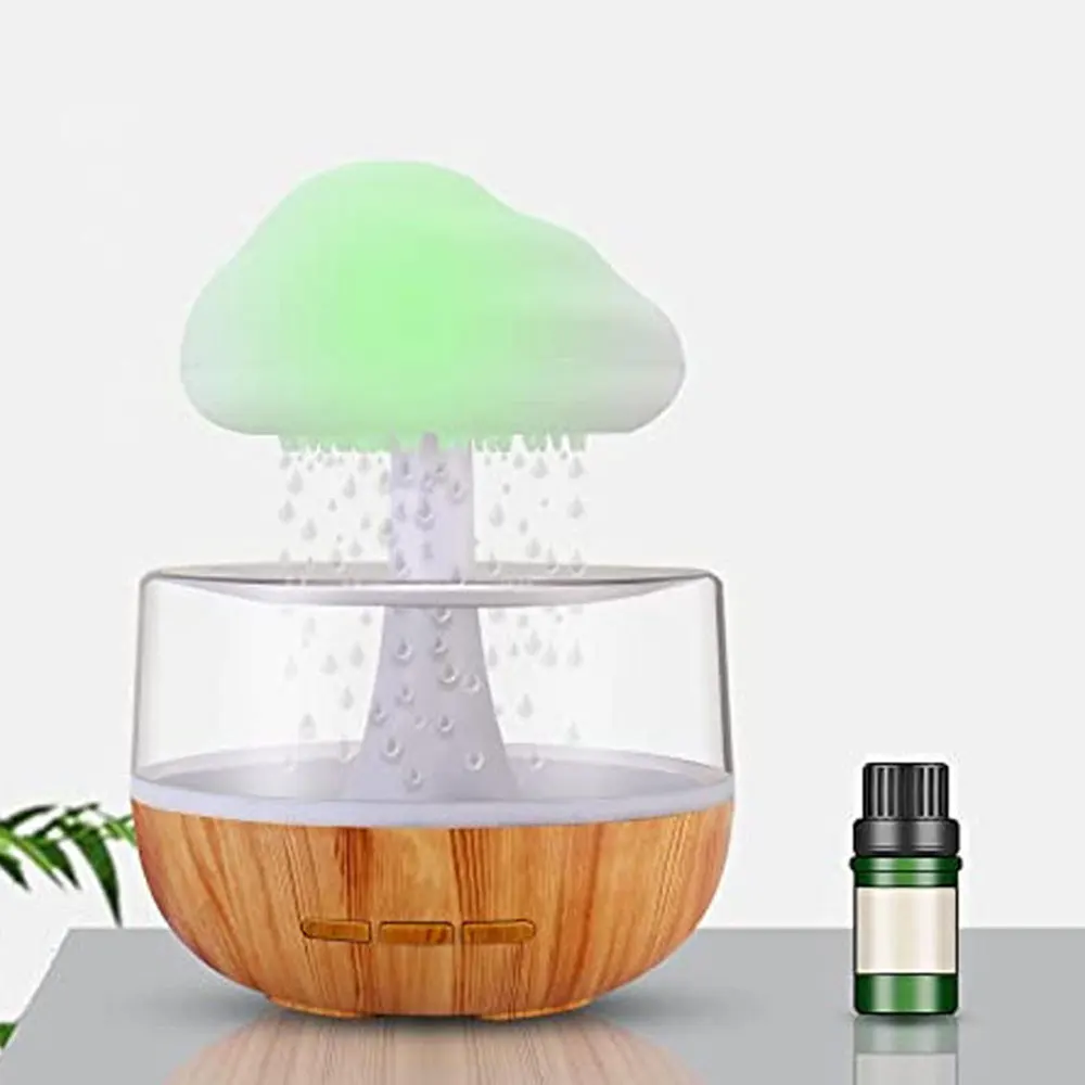 Desktop Regen Cloud Luchtbevochtiger Relax Aromatherapie Lamp Usb Regen Geluid Diffuser 280Ml Kleurrijke Nachtlampje Voor Thuis enlarge