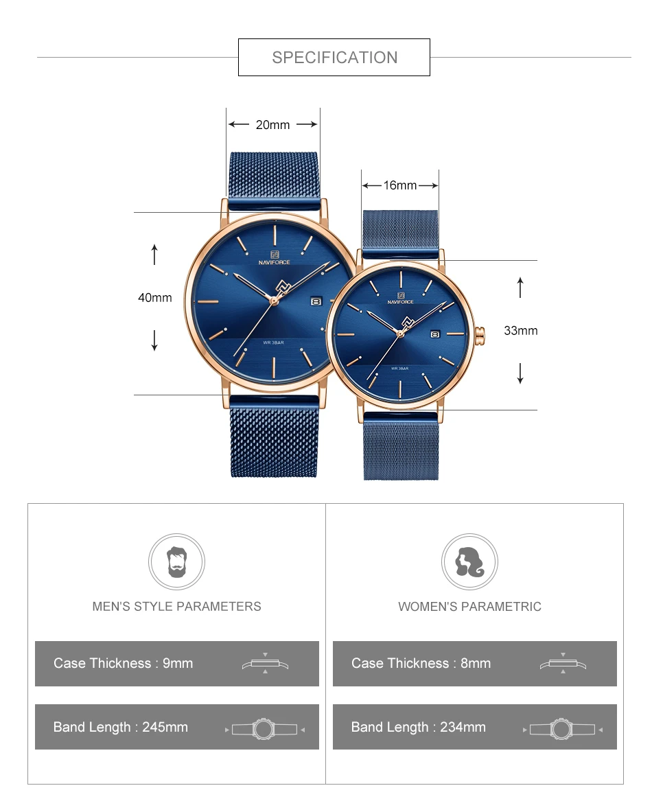 Luxury NAVIFORCE Lover's Watches for Men and Women Simple Casual Quartz Wristwatch waterproof Date Clock Couple Watch gift 2021