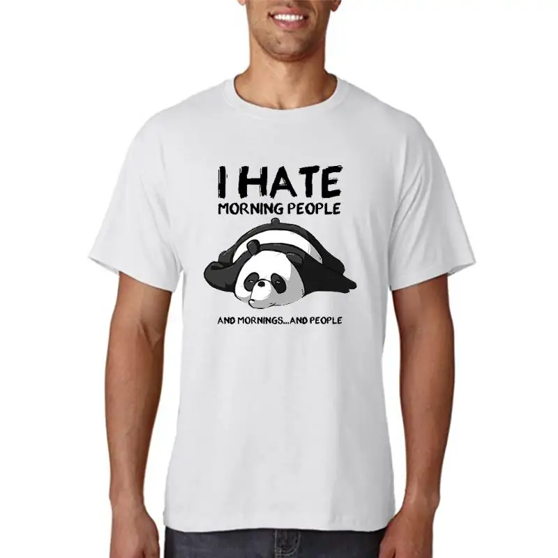 

Cute Panda I Hate Morning People T-Shirt Women Fashion INS 2022 T Shirts Harajuku Loose T Shirts O-Neck Black Tee Shirt Summer