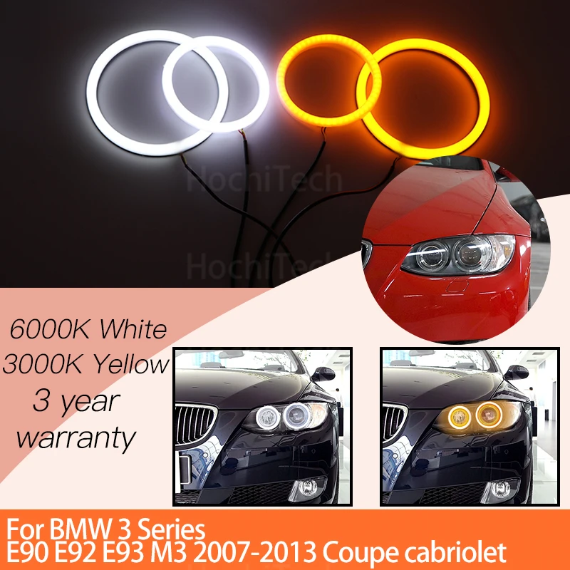 

1 Set White+yellow Cotton Light Angel Eyes Halo Ring Kits for BMW 3 Series E90 E92 E93 M3 2007-2013 Coupe Cabriolet