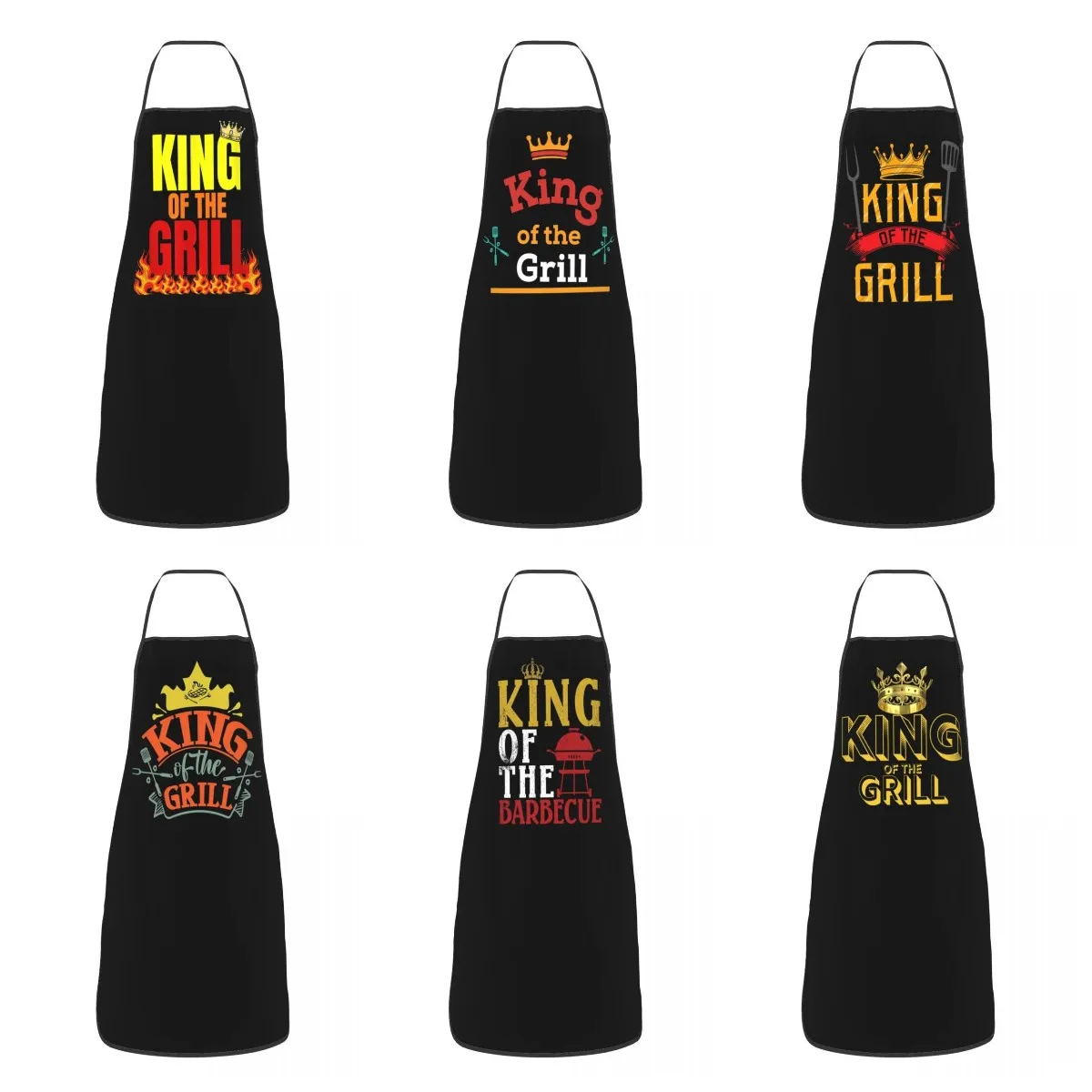 

Custom Bib King Of The Grill Apron for Men Women Unisex Adult Chef Kitchen Cooking BBQ Lover Tablier Cuisine Gardening