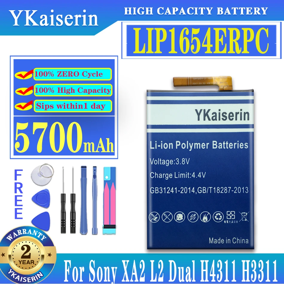 

YKaiserin For Sony Xperia XA2 H3113 H4113 1309-2682 High Quality SNYSK84 LIP1654ERPC 5700mAh New Battery + Tools