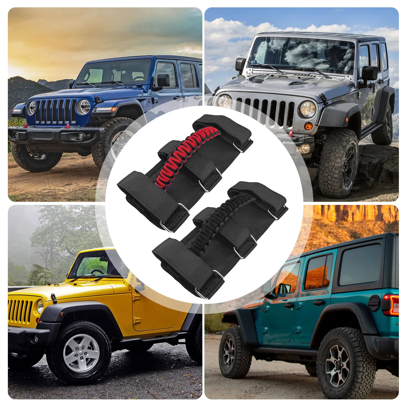 

Roll Bar Grab Handles Upgrade Red Black Grip Handle Roll Bar Grab Handles Grip Handle For Sports Paracord Roll Bar Handles