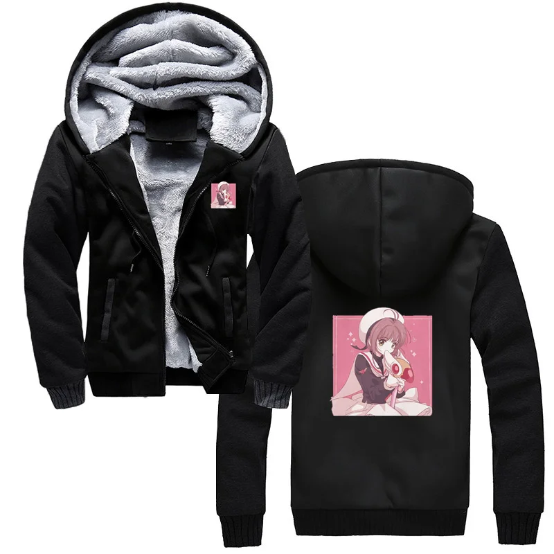 

The Cute Cardcaptor hoodie Card Captor Sakura Anime Vintage Men's Winter Thick Warm Sweatshirts Oversized Hooded Jackets