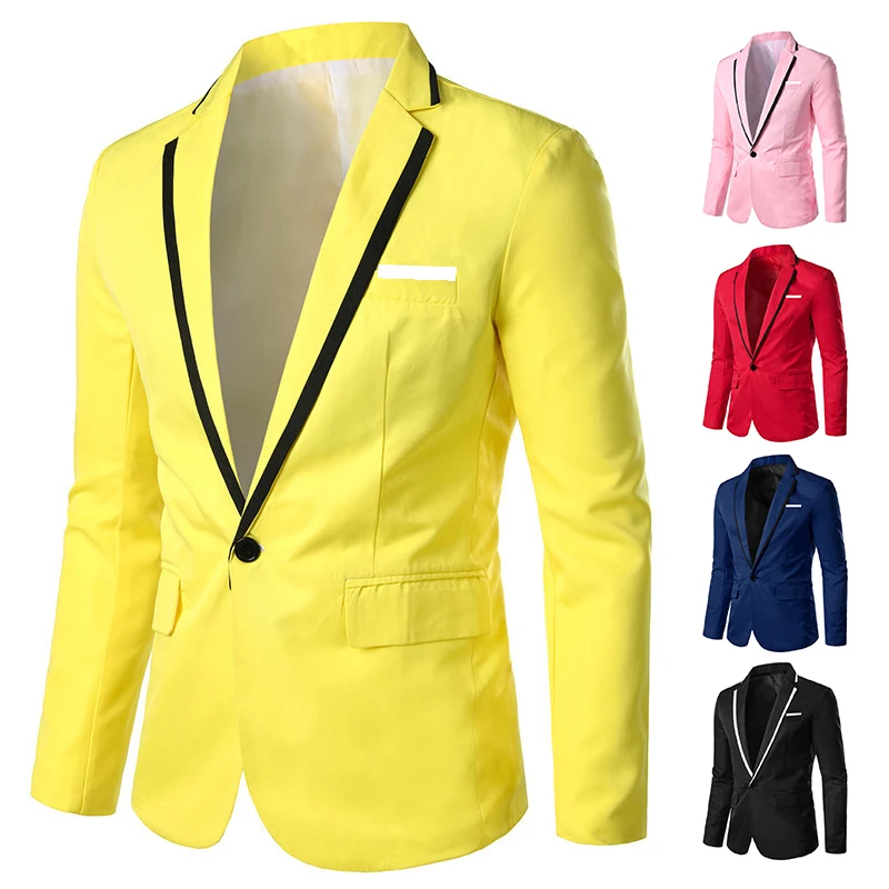 

Men Fashion Lapel Tops Suit Coat Business Office Work Formal Meeting Blazer One Button Casual Jacket Top