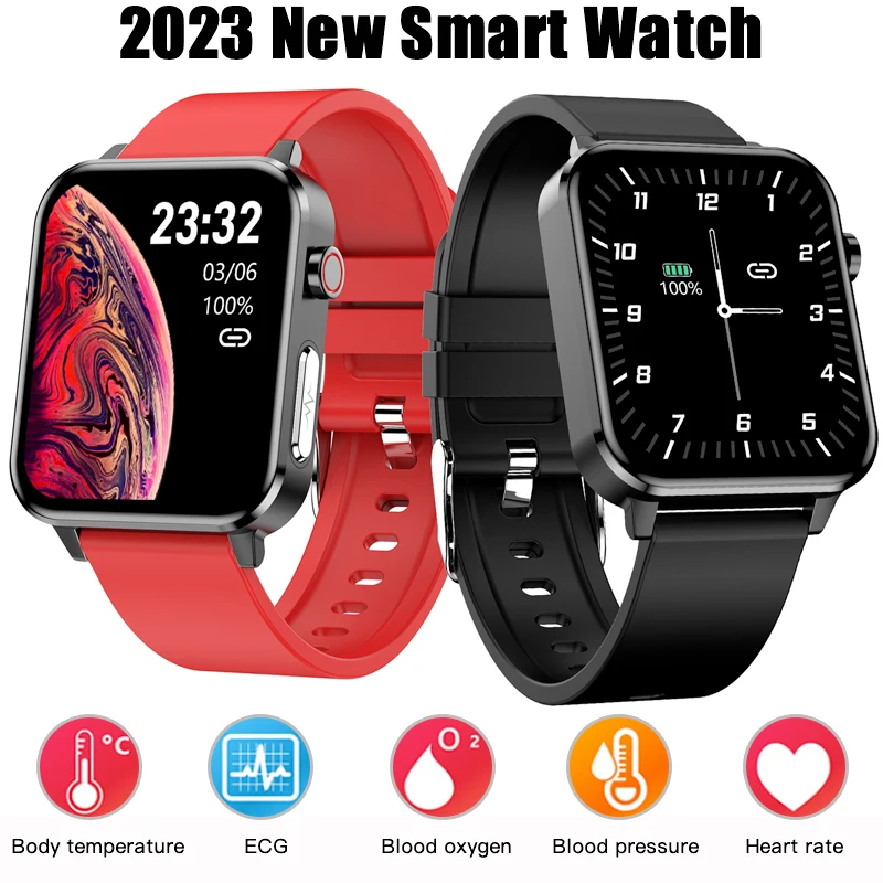 

Men PPG ECG E86 Smart Watch With Body Temperature Heart Rate Blood Pressure Monitor Smartwatch 1.7inch Women Sport Watch