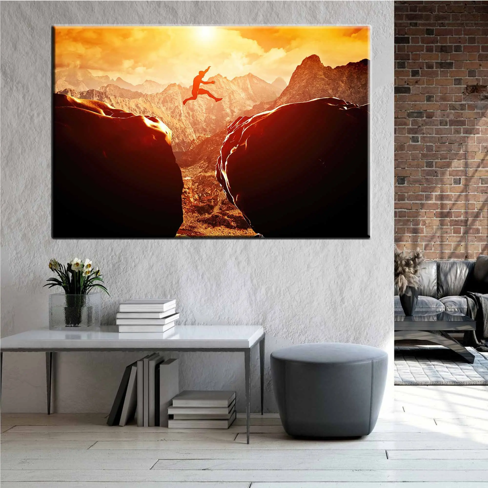 

Sunset Landscape Boulder Jump Canvas Paintings Sports Lover Posters and Prints Wall Art Pictures for Living Room Home Decor