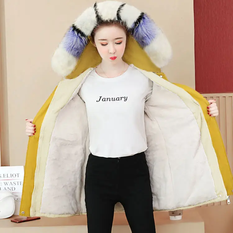Winter 2022 Cashmere Coat Women's Large Fur Collar Thick Loose Cotton Clothing Slimming Fashion Winter Coat Women's Wear