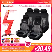 AUTOYOUTH Brand Embroidery Car Seat Covers Set Universal Fit Most Cars Covers with Tire Track Detail Styling Car Seat Protector